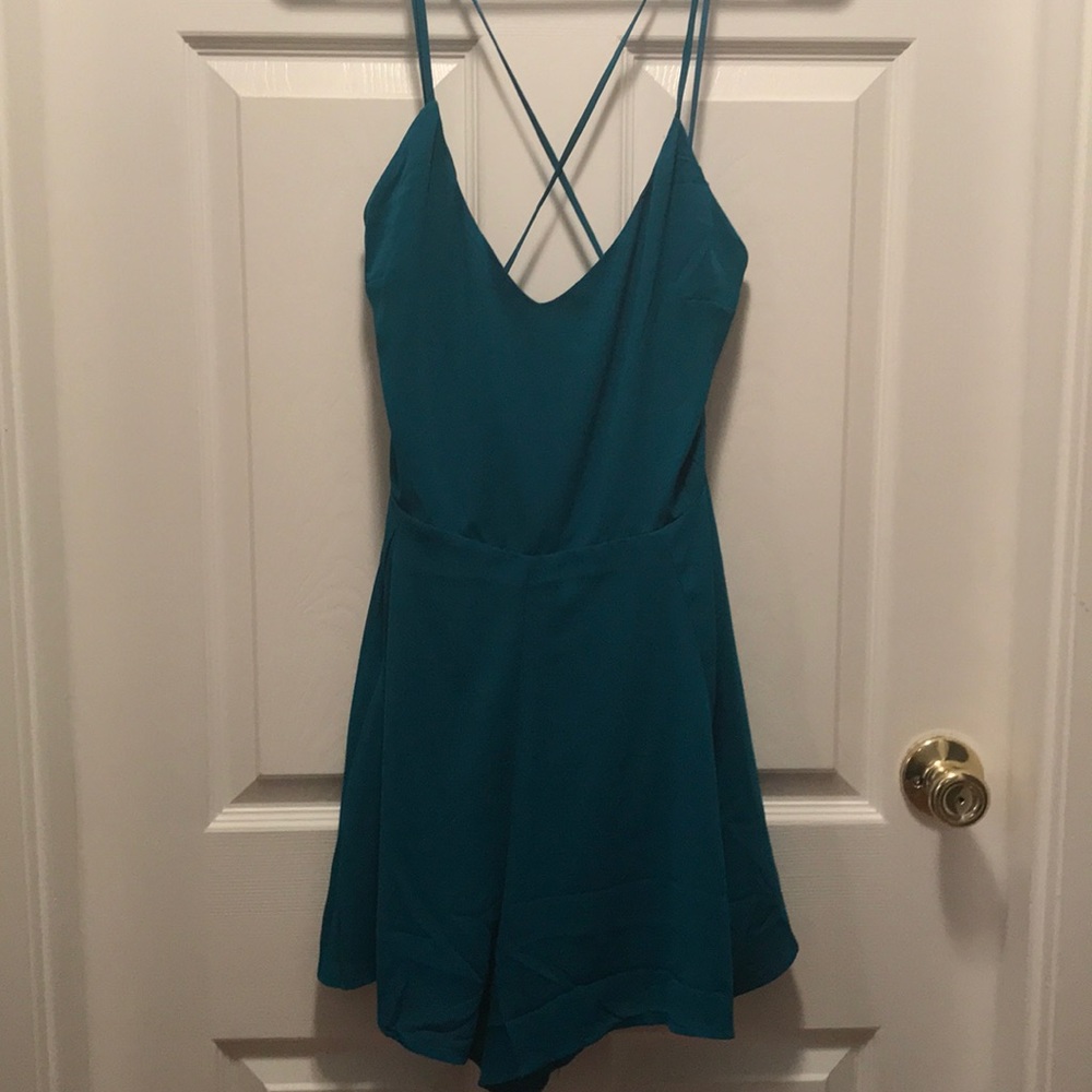 NWT express teal romper with tie back